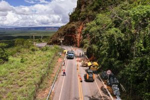 Obras de contenção na MT 251 Portão do Inferno                             Crédito - Daniel B. Meneses/Secom-MT